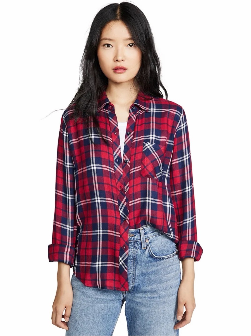 Rails Red and Navy Plaid Button-Down Shirt